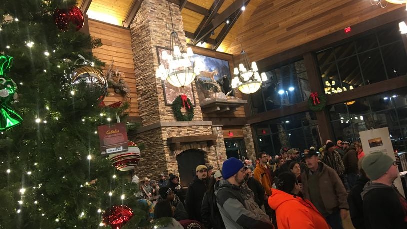 Shoppers camped out overnight at the Cabela’s in Centerville for Black Friday deals. KARA DRISCOLL/STAFF
