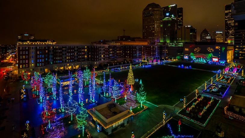 Columbus Commons in the Downtown district during the holiday season.