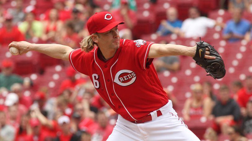 Reds starter Bronson Arroyo pitches against the Rockies on Sunday, May 21, 2017, at Great American Ball Park in Cincinnati. David Jablonski/Staff