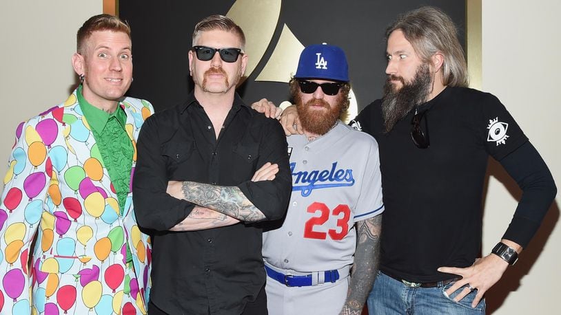 LOS ANGELES, CA - FEBRUARY 08:  Members of Mastodon (L-R) Brann Dailor, Bill Kelliher, Brent Hinds and Troy Sanders attend The 57th Annual GRAMMY Awards at the STAPLES Center on February 8, 2015 in Los Angeles, California.  (Photo by Larry Busacca/Getty Images for NARAS)