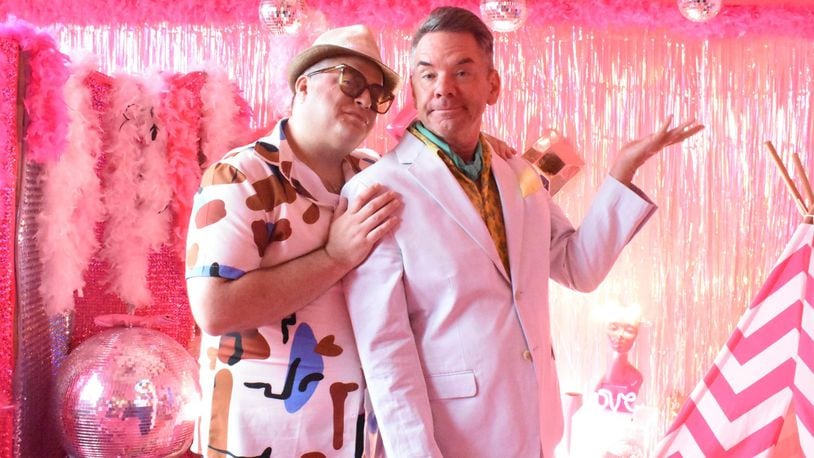 Ben Douglas (left as Albin) and Joshua Stucky (Georges) star in TheatreLab Dayton's production of "La Cage aux Folles," slated Sept. 8-10 at Top of the Market.