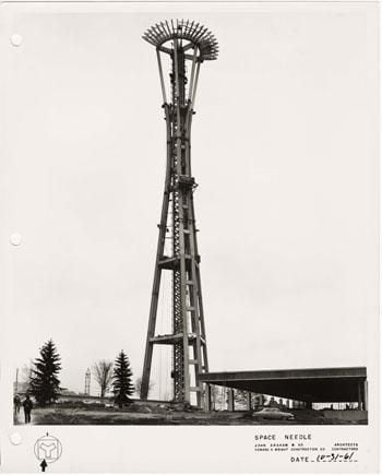 By Sept. 1961, the Space Needle was 400 feet, two-thirds of the way up.