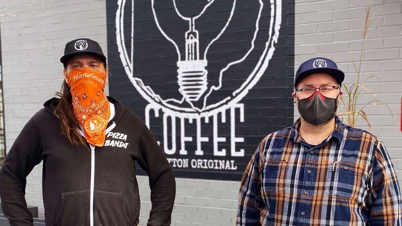 Brian Johnson, left, co-founder of The Pizza Bandit, and Shane Anderson, Ghostlight Coffee owner, have made some delicious collaborations since the pandemic. CONTRIBUTED