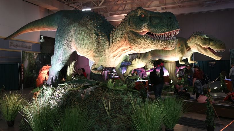 Dinosaur Adventure is bringing realistic, life-sized dinosaurs to the Dayton Convention Center this weekend (CONTRIBUTED PHOTO).