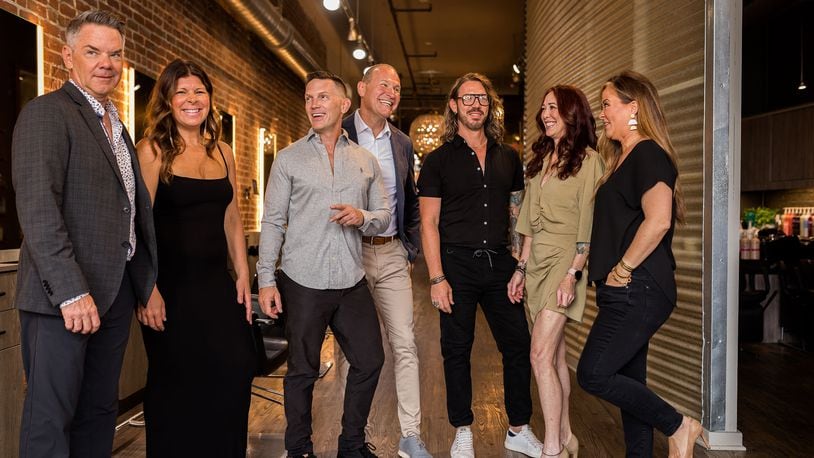 Square One Salon and Spa has been named Best in Dayton in several categories. Shown are the owners and business partners (L-R) Josh Stucky
Angie Mehaffie
Brent Johnson
Doug Henderson
Alan Leonard
Lori Davis
Canaan Good