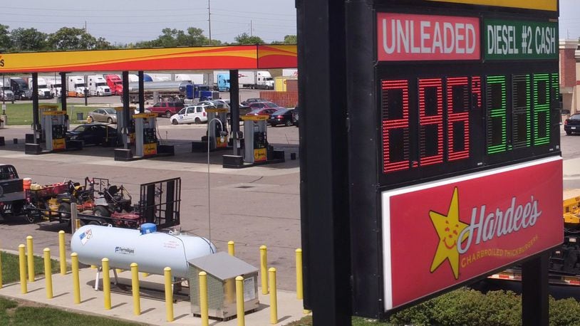 Gas prices have risen 20-25 cents per gallon over the past week and may hit $3 per gallon by the upcoming holiday weekend according to analysts as seen here at Love’s truck stop on Edwin C. Moses Boulevard. TY GREENLEES / STAFF