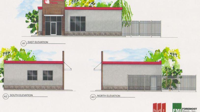 Initial designs of the Strawberry Fields pot dispensary planned for 333 Wayne Ave. CONTRIBUTED