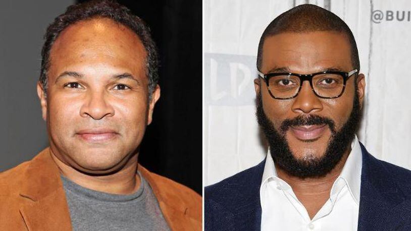 Actor Geoffrey Owens (left) and movie mogul Tyler Perry.