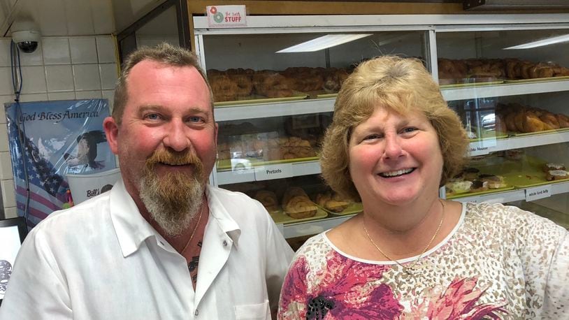 Jim Elam and his sister Lisa Tucker, owners of Bill's Donut Shop. MARK FISHER/STAFF