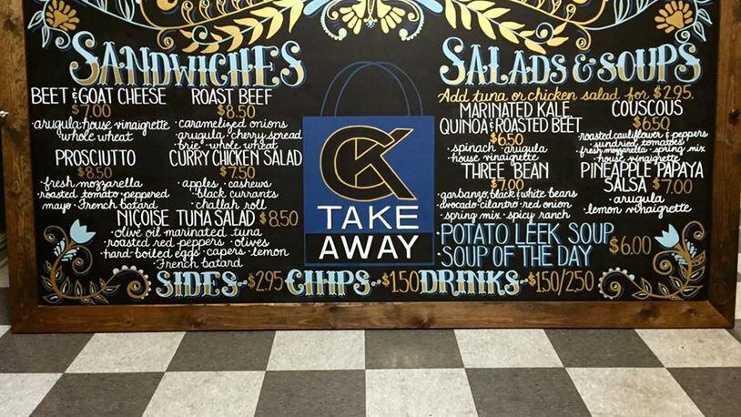 CK Take Away's menu board. The grab-and-go lunch spot opened its doors on Wednesday, June 22, 2016.