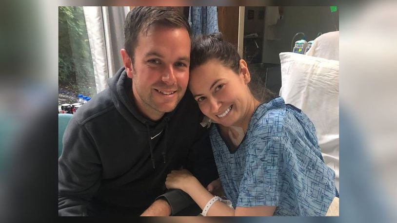 Jeri Ward (R) with her husband Dean after a massive stroke nearly took her life in 2018. The couple had been married just one year prior to the stroke that would leave her permanently changed.