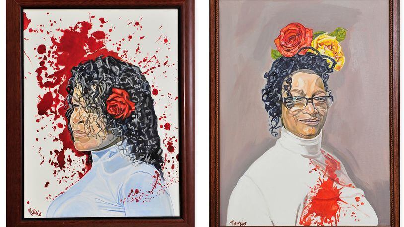 “Love Our Women, ” two evocative portraits by Morris T. Howard, are among the powerful pieces in “Black Lives As Subject Matter II,” which is on display virtually and by-appointment at EboNia Gallery in Dayton, February 15 through April 30.