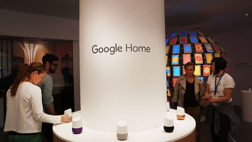 NEW YORK, NY - OCTOBER 20: People visit the new Google pop-up shop in the SoHo neighborhood on October 20, 2016 in New York City. The shop lets people try out new Google products such as the Pixel phone, Google Home, and Daydream VR. The products will be available for purchase offsite at Verizon and Best Buy retail stores. (Photo by Spencer Platt/Getty Images)