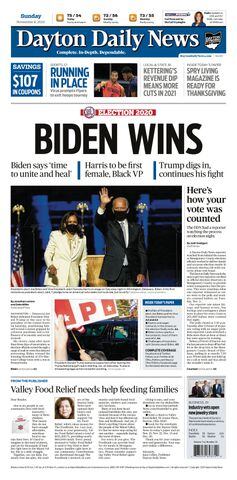 2020 Biden wins Dayton Daily News front page