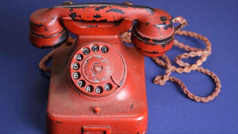 Adolf Hitler's personal traveling telephone is displayed at Alexander Historical Auctions in Chesapeake City, Md., Friday, Feb. 17, 2017. The phone, given to British Brig. Sir Ralph Rayner by Russian officers during a visit to Hitler's Berlin bunker in 1945, sold at auction for $243,000 Sunday, Feb. 19, 2017. (AP Photo/Patrick Semansky)