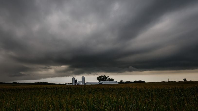 Blues skies disappear as storm clouds move into Western Montgomery County from tropical storm Fred Tuesday Aug,17,2021. JIM NOELKER/STAFF