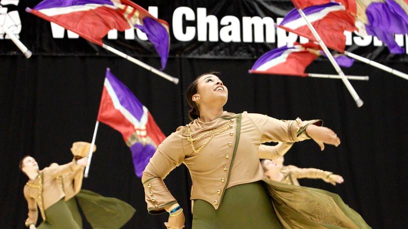 Interplay of Grand Rapids, Michigan performs during the Open Class Finals of the 35th WGI Color Guard World Championships at UD Arena in Dayton, Saturday, April 14, 2012.