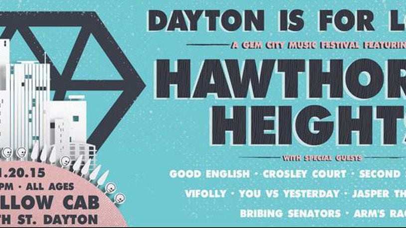 Dayton's own Hawthorne Heights present "Dayton Is For Lovers," a Gem City-centric music festival Nov. 20 at the "Old" Yellow Cab Building. Photo source: Facebook.