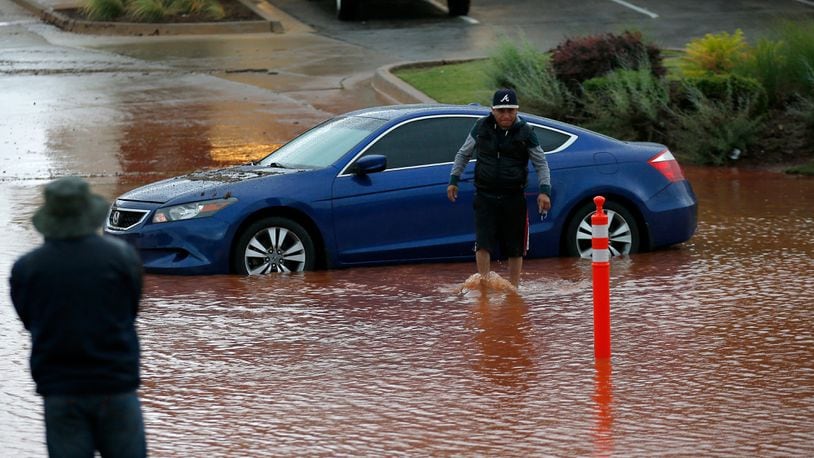 Flash floods in New Jersey occurred after nearly 5 inches of rain fell there Saturday night..
