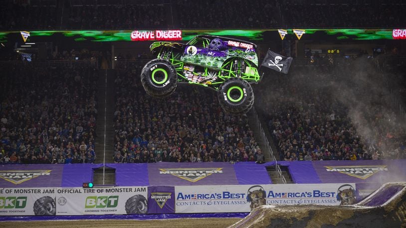 Grave Digger is just one of the high-flying trucks that will race into the Nutter Center for three Monster Jam shows November 23-24. CONTRIBUTED