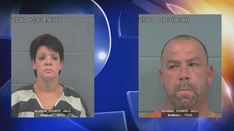 Kimberly Broyles (left) and Michael Whitaker were arrested after being accused of allowing their 9-year-old son to smoke marijuana and making him shoplift.