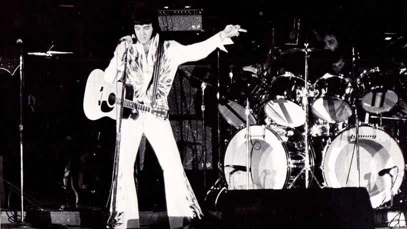 Elvis Presley made his last area performance at the University of Dayton Arena Oct. 26, 1976. DAYTON DAILY NEWS ARCHIVE