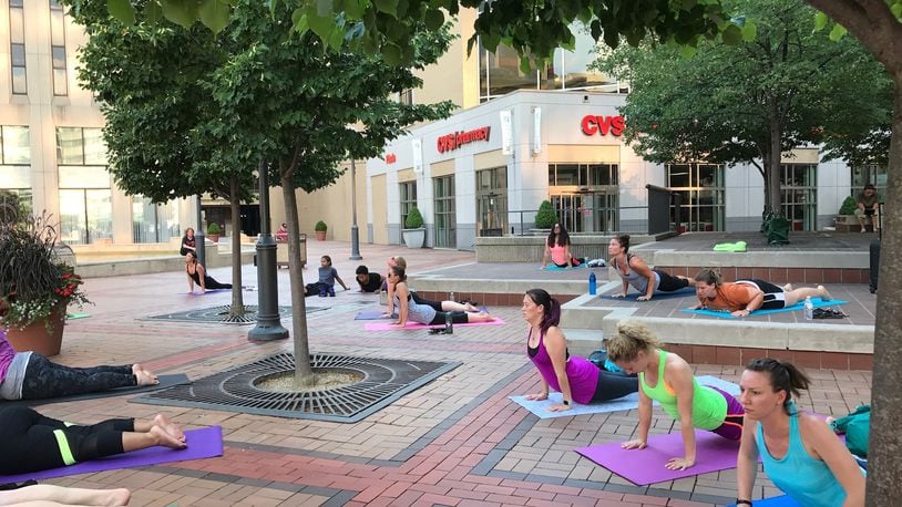 A free, open-level community yoga class appropriate for all skill levels will be available on Courthouse Square on Friday, June 21. CONTRIBUTED
