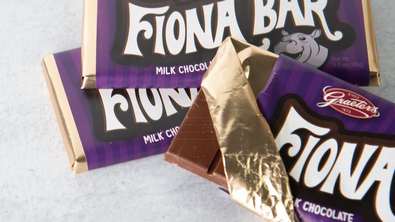 While supplies last, 7,500 Graeter’s Fiona chocolate bars will be sold for $5 each at Graeter’s scoop shops. Five of the chocolate bars will have a special golden ticket inside the wrapper which can be redeemed for a free “nose painting” created by Fiona herself.