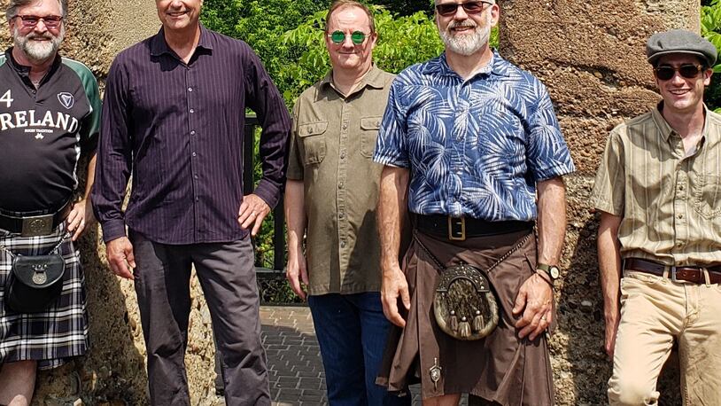 After being idle for 15 months, local Celtic group Dulahan, (left to right) Leo Butler, Kyle Aughe, Mark Sandlin, Kevin Palm and Dylan Aughe, ushered in a new season of live performance with appearances at the Riverfront Irish Festival in Cuyahoga Falls and Celtic Fest Ohio in Waynesville.