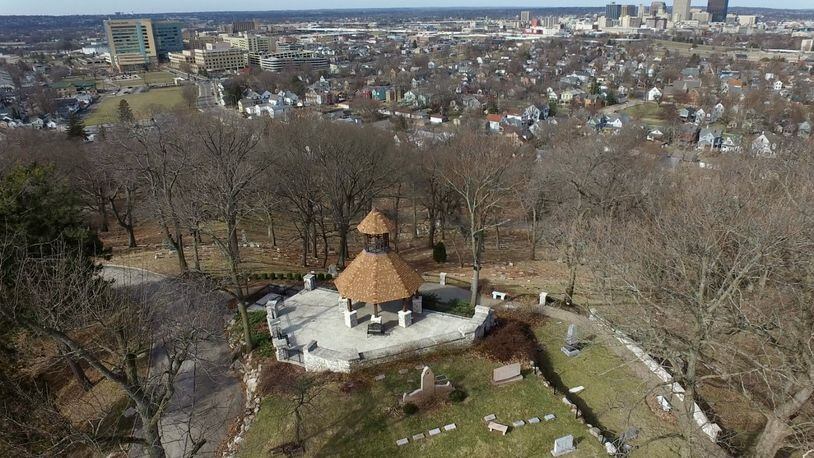 Drone view of historic Woodland Cemetery