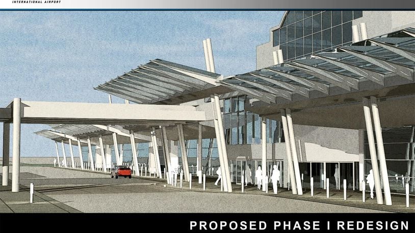 Artist rendering of new entrance to airport terminal