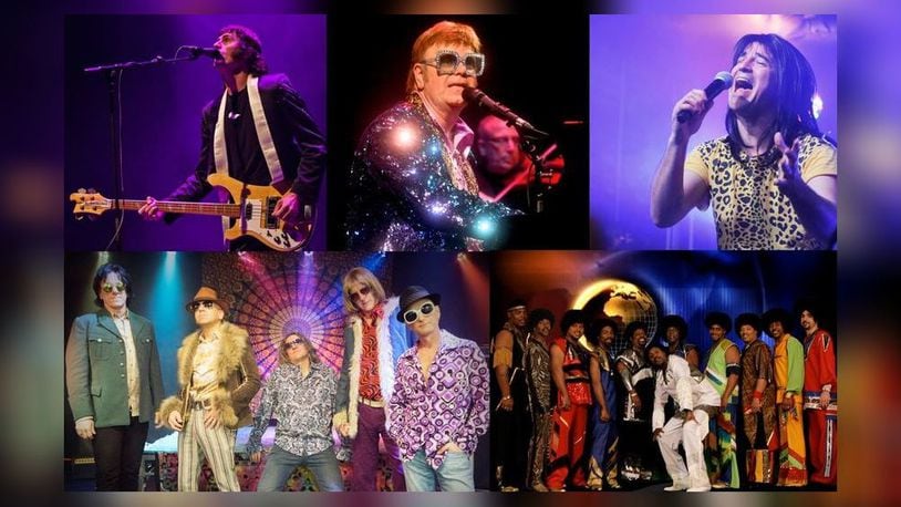 The Springfield Arts Council's 56th Summer Arts Festival will start in June and run for seven weeks with 31 shows. From left to right: The McCartney Years: Premiere Paul McCartney Tribute (top left); Elton Rohn: The Elton John Tribute (top middle); Resurrection: A Journey Tribute (top right); The K-Tel All-Stars: Super Hits of the 70s! (bottom left); and Shining Star: The Tribute to Earth, Wind and Fire (bottom right).