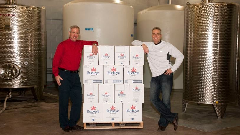 Jim Finke (R) along with his brother in law, Tom Rambasek (L) founded Crystal Spirits LLC in 2009. In partnership with Finke's brother Chris and friend Marty Clark, they developed another Dayton original, Buckeye Vodka, which is celebrating its tenth anniversary this year. CONTRIBUTED
