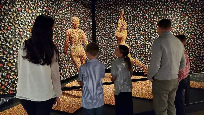 Both adults and kids are fascinated by “Shimmering Madness,” the DAI’s kinetic sculpture by Sandy Skoglund. The fluttering butterflies and jellybean figures are always a hit. CONTRIBUTED