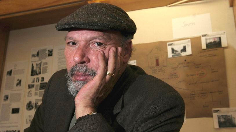 Playwright August Wilson poses at Yale University in New Haven, Conn. on April 7, 2005. The playwright died of liver cancer on Oct. 2, 2005 in Seattle. The Dayton Theatre Guild presents the local premiere of his final play, "Radio Golf," Aug. 25-Sept. 10. (AP Photo/ Michelle McLoughlin, File)