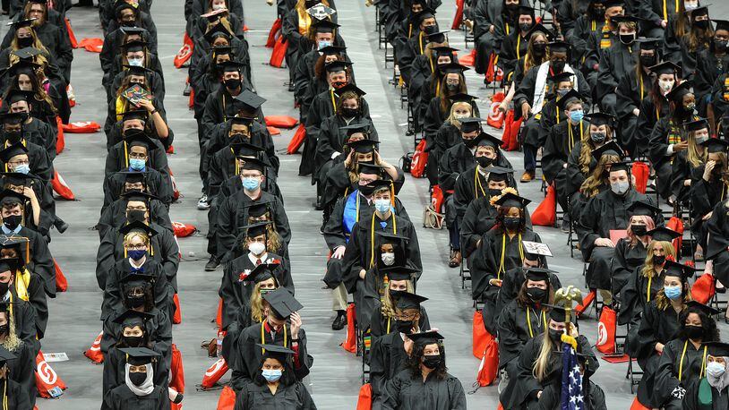 Sinclair Community College Graduation being held at the University of Dayton Arena Thursday, May 6, 2021. MARSHALL GORBY\STAFF