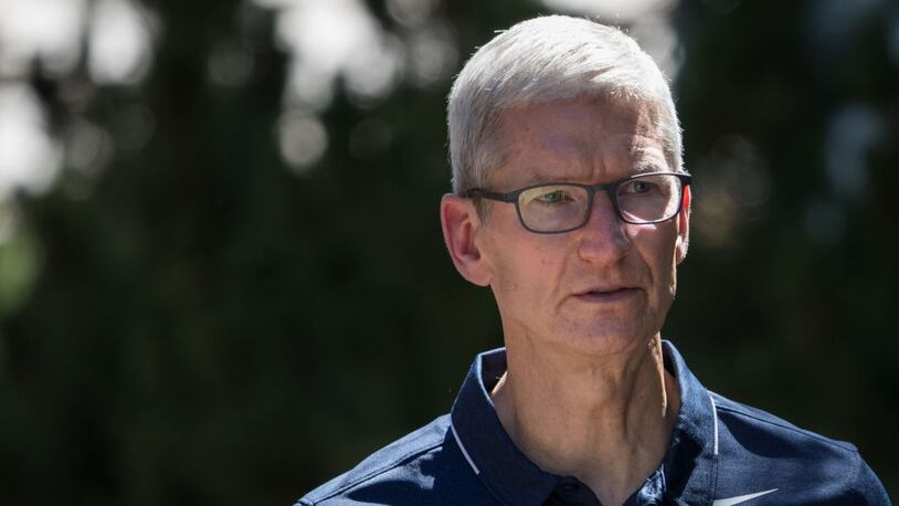 SUN VALLEY, ID - JULY 12: Tim Cook, chief executive officer of Apple, attends the second day of the annual Allen & Company Sun Valley Conference, July 12, 2017 in Sun Valley, Idaho. Every July, some of the world's most wealthy and powerful businesspeople from the media, finance, technology and political spheres converge at the Sun Valley Resort for the exclusive weeklong conference. (Photo by Drew Angerer/Getty Images)