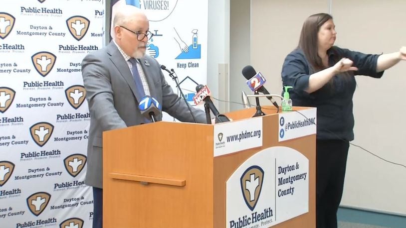 Public Health Commissioner Jeff Cooper speaks at a March press conference on the coronavirus situation hosted by Public health - Dayton & Montgomery County. KAITLIN SCHROEDER