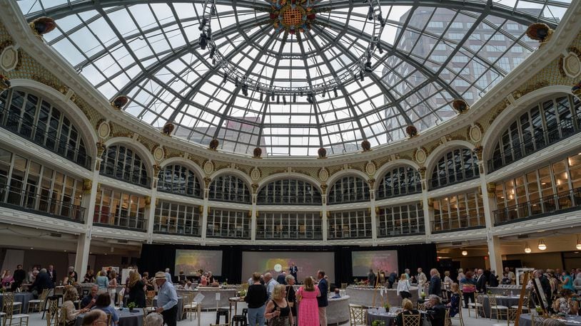 The Contemporary Dayton’s 27th Annual Live Art Auction was held in the Dayton Arcade’s newly restored rotunda on Friday, June 25, 2021, making it the first ticketed event at the Arcade since the Dayton Ballet’s Nutcracker Ball in 1995.  TOM GILLIAM / CONTRIBUTING PHOTOGRAPHER