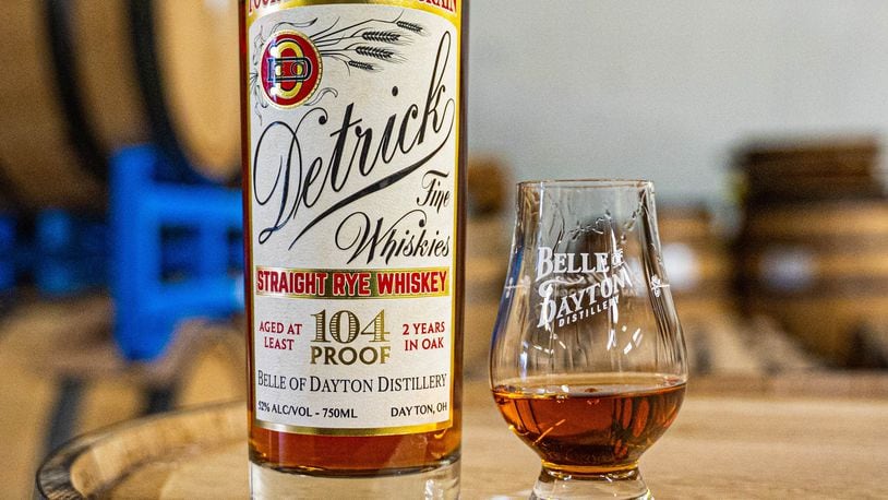 The Belle of Dayton distillery will release its first barrel-aged spirit, Detrick Rye Whiskey, on Saturday, Jan. 23, at the Oregon District distillery. CONTRIBUTED