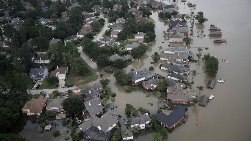 HOUSTON, TX - AUGUST 30:  Flooded homes are shown near Lake Houston following Hurricane Harvey August 29, 2017 in Houston, Texas. The city of Houston is still experiencing severe flooding in some areas due to the accumulation of historic levels of rainfall, though the storm has moved to the north and east.  (Photo by Win McNamee/Getty Images)