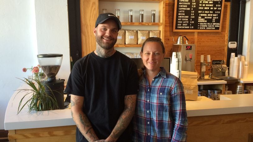 Brett and Janelle Barker  of   Press Coffee Bar and Wood Burl Coffee are Daytonians of the Week