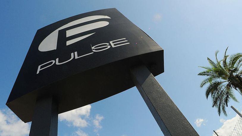 A view of the Pulse Nightclub sign on June 21, 2016 in Orlando, Florida. A shooter killed 49 people and injured at least 100 in a shooting rampage on June 12, 2016.